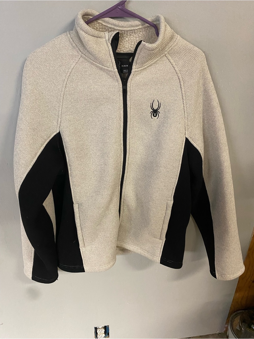 Spyder Mens Cream and Black Full-Zip Jacket